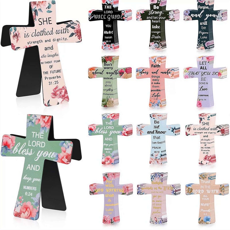12Pcs Magnetic Cross Bookmarks, Reading Locator, Christian Cross Magnetic Page Markers, Religious Bible Verses Bookmarks for Bible Study, Readers, Students Use - Image 1